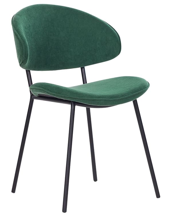 Spisebordsstol Grøn Polyester Sæt af 2 Polstrede Stofstole til Spisestue Spisestuestol til Indendørs Spisestol med Stålben Indretning