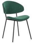 Miniatyrbillede 4 af 9: Spisebordsstol Grøn Polyester Sæt af 2 Polstrede Stofstole til Spisestue Spisestuestol til Indendørs Spisestol med Stålben Indretning