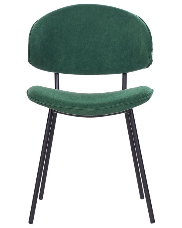Spisebordsstol Grøn Polyester Sæt af 2 Polstrede Stofstole til Spisestue Spisestuestol til Indendørs Spisestol med Stålben Indretning