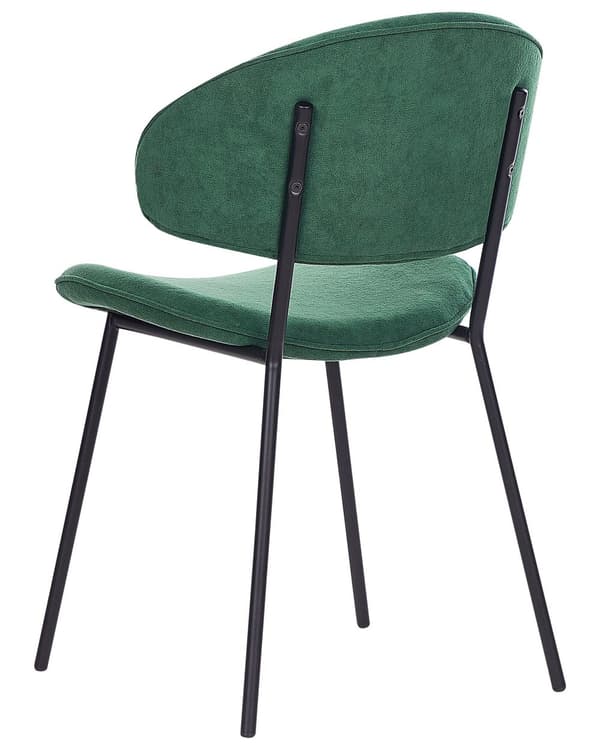 Spisebordsstol Grøn Polyester Sæt af 2 Polstrede Stofstole til Spisestue Spisestuestol til Indendørs Spisestol med Stålben Indretning