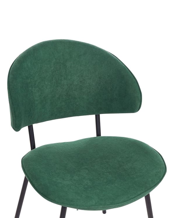 Spisebordsstol Grøn Polyester Sæt af 2 Polstrede Stofstole til Spisestue Spisestuestol til Indendørs Spisestol med Stålben Indretning