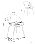Miniatyrbilde 3 av 9: Sett med 2 spisestoler Grønn Svart Stoff Metallben Uten armlener Buet ryggstøtte Moderne design Kjøkken Spisestue