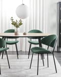 Miniatyrbilde 2 av 9: Sett med 2 spisestoler Grønn Svart Stoff Metallben Uten armlener Buet ryggstøtte Moderne design Kjøkken Spisestue