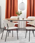 Miniatyrbilde 2 av 9: Sett med 2 spisestoler Kremhvit Svart Stoff Metallben Uten armlener Buet ryggstøtte Moderne design Kjøkken Spisestue