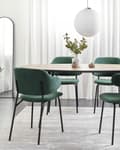 Miniatyrbilde 2 av 9: Sett med 2 spisestoler Grønn Svart Stoff Metallben Uten armlener Buet ryggstøtte Moderne design Kjøkken Spisestue