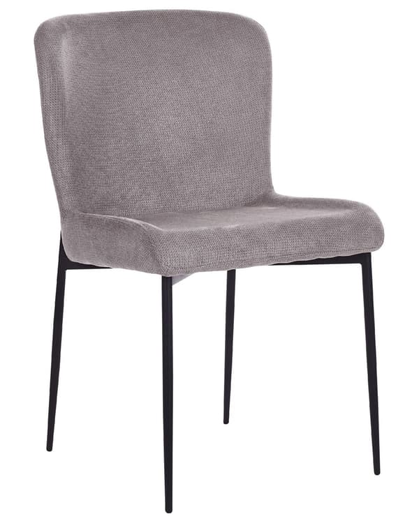 Uppsättning med 2 stolar Mörkgrå Polyester Stickad Textur Metallben