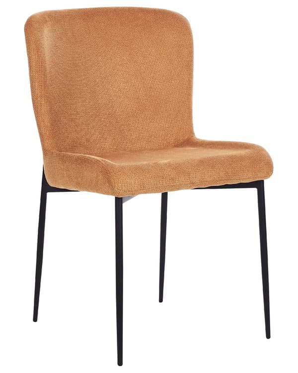 Uppsättning med 2 stolar Orange Polyester Stickad Textur Metallben