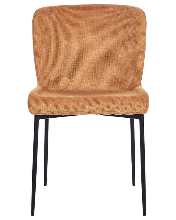 Uppsättning med 2 stolar Orange Polyester Stickad Textur Metallben
