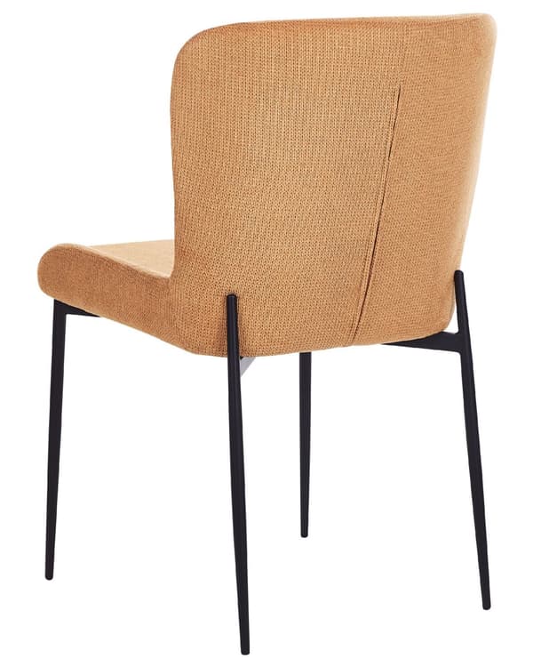 Uppsättning med 2 stolar Orange Polyester Stickad Textur Metallben