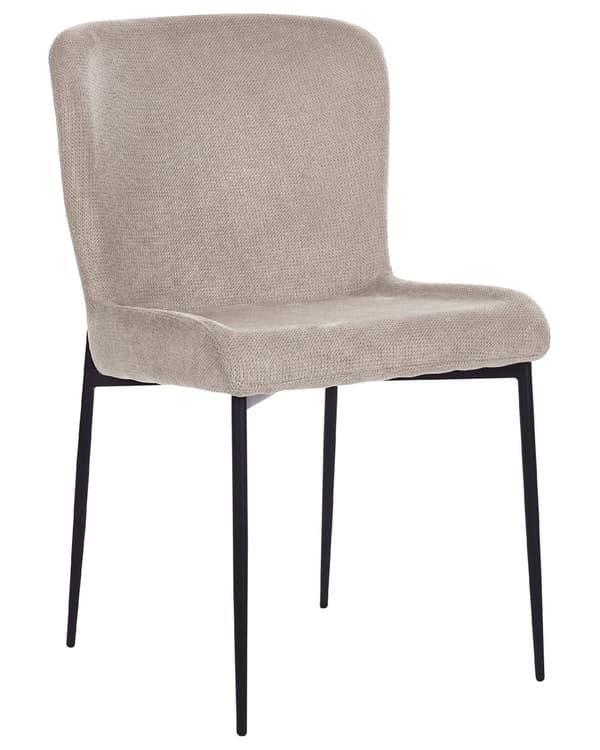 Uppsättning med 2 stolar Taupe Beige Polyester Stickad Textur Metallben