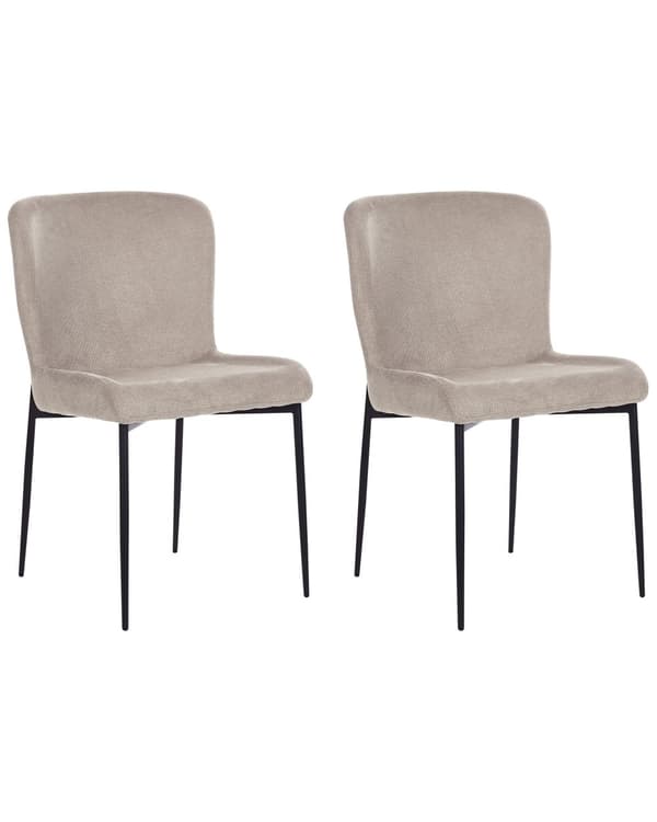 Uppsättning med 2 stolar Taupe Beige Polyester Stickad Textur Metallben