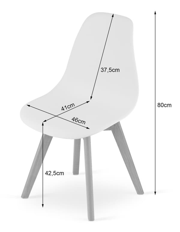 Matstol KITO - 46x50x80cm - bokben - vit