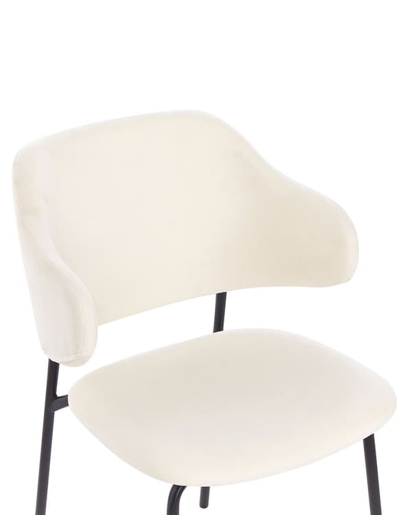 Set med 2 Matstolar Cremefärgad tygklädsel Svarta metallben Armlöst böjt ryggstöd Modern modern design