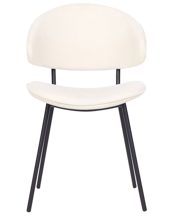 Uppsättning med 2 Matstolar Krämfärgad tygklädsel Svarta metallben Armlöst böjt ryggstöd Modern design