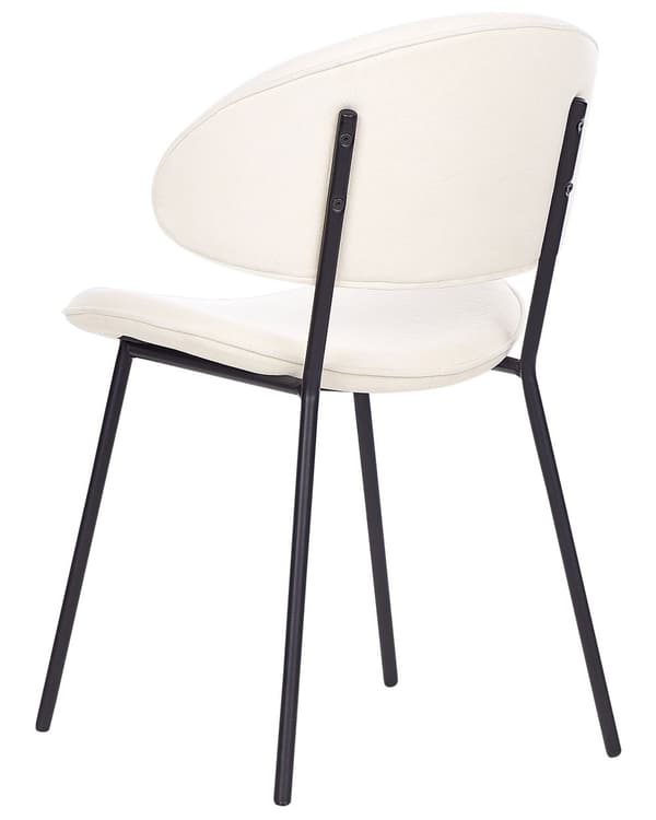 Uppsättning med 2 Matstolar Krämfärgad tygklädsel Svarta metallben Armlöst böjt ryggstöd Modern design