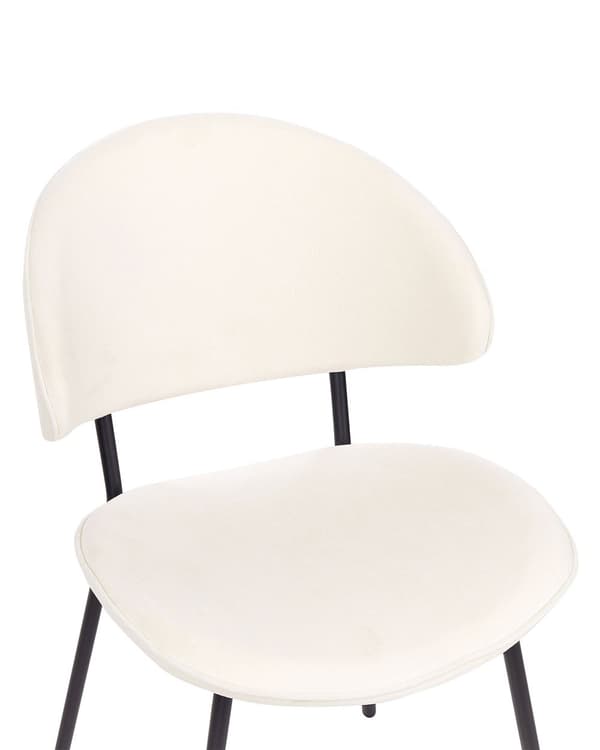 Uppsättning med 2 Matstolar Krämfärgad tygklädsel Svarta metallben Armlöst böjt ryggstöd Modern design