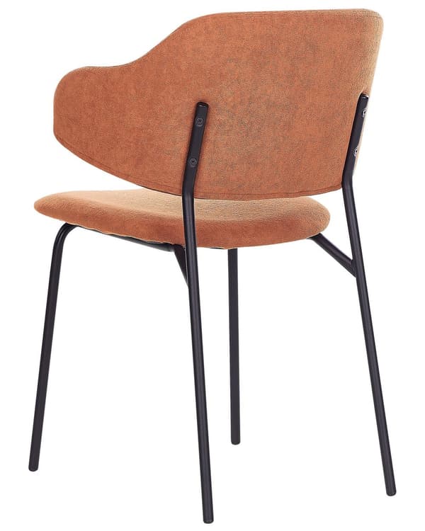 Set med 2 Matstolar Orange tygklädsel Svarta metallben Armlöst böjt ryggstöd Modern design