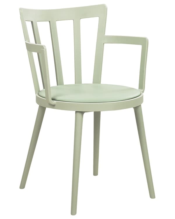 Sett med 4 spisestoler Grønn Syntetisk materiale Polstret sete Imitert skinn Åpen ryggstøtte Armlener Moderne design Spisestue Kjøkken