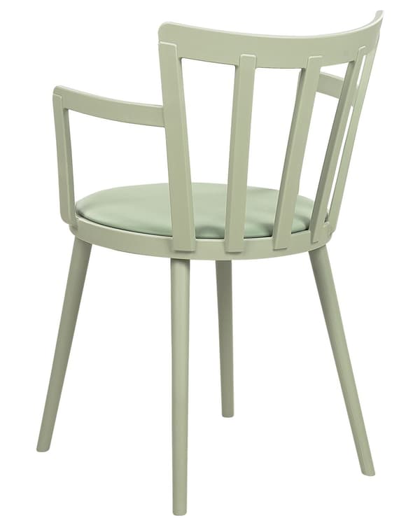 Sett med 4 spisestoler Grønn Syntetisk materiale Polstret sete Imitert skinn Åpen ryggstøtte Armlener Moderne design Spisestue Kjøkken