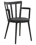 Miniatyrbilde 4 av 9: Sett med 4 spisestoler Svart Syntetisk materiale Polstret sete Imitert skinn Åpen ryggstøtte Armlener Moderne design Spisestue Kjøkken