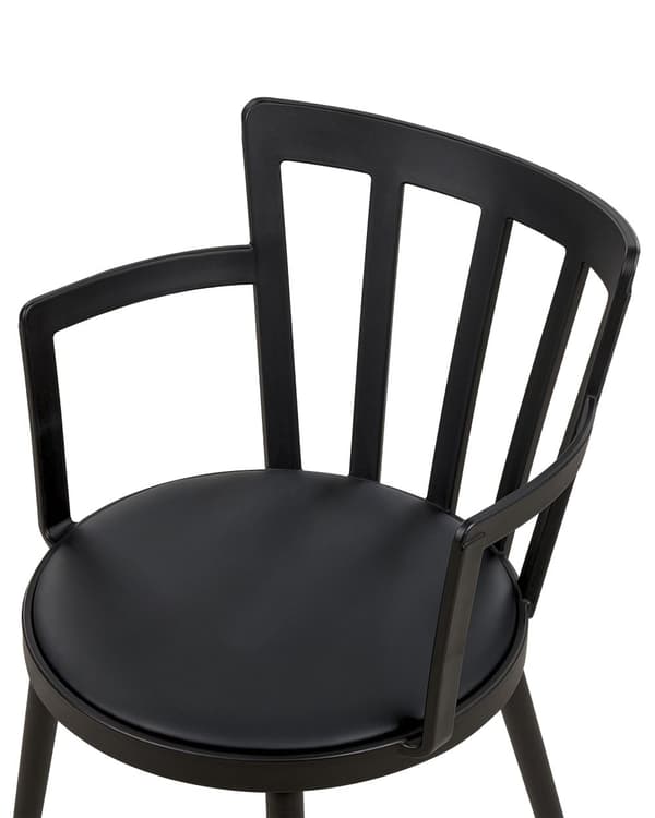 Sett med 4 spisestoler Svart Syntetisk materiale Polstret sete Imitert skinn Åpen ryggstøtte Armlener Moderne design Spisestue Kjøkken