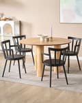 Miniatyrbilde 2 av 9: Sett med 4 spisestoler Svart Syntetisk materiale Polstret sete Imitert skinn Åpen ryggstøtte Armlener Moderne design Spisestue Kjøkken