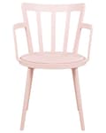Miniatyrbild 5 av 9: Uppsättning med 4 Matstolar Rosa Syntetisk Vadderad Sits Konstläder Öppen Rygg med Armstöd Modernt Minimalistiskt Vardagsrum