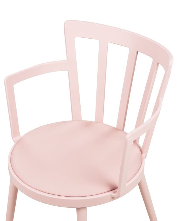 Uppsättning med 4 Matstolar Rosa Syntetisk Vadderad Sits Konstläder Öppen Rygg med Armstöd Modernt Minimalistiskt Vardagsrum