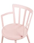 Miniatyrbild 7 av 9: Uppsättning med 4 Matstolar Rosa Syntetisk Vadderad Sits Konstläder Öppen Rygg med Armstöd Modernt Minimalistiskt Vardagsrum