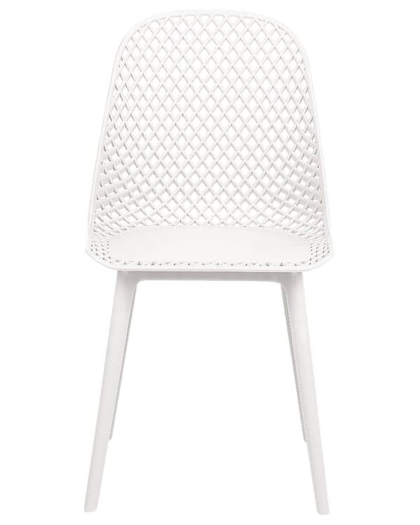 Uppsättning med 4 matstolar Vit syntetisk sits och ben Öppen nätdesign Ryggstöd Modern minimalistisk