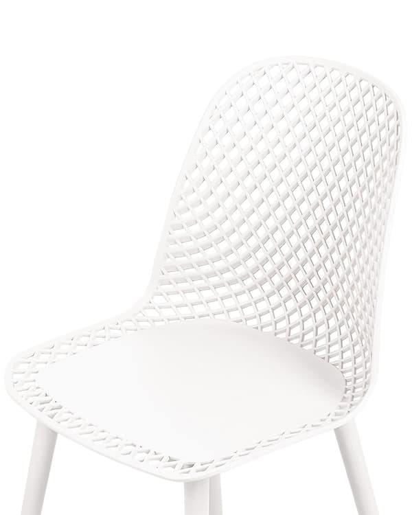 Uppsättning med 4 matstolar Vit syntetisk sits och ben Öppen nätdesign Ryggstöd Modern minimalistisk
