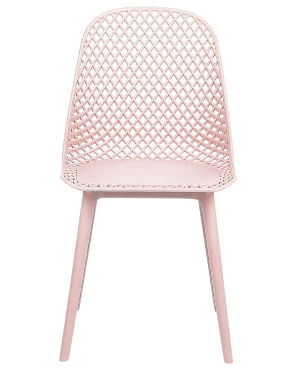 Uppsättning med 4 matstolar Rosa syntetisk sits och ben Öppen nätdesign Ryggstöd Modern minimalistisk