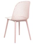 Miniatyrbild 6 av 9: Uppsättning med 4 matstolar Rosa syntetisk sits och ben Öppen nätdesign Ryggstöd Modern minimalistisk