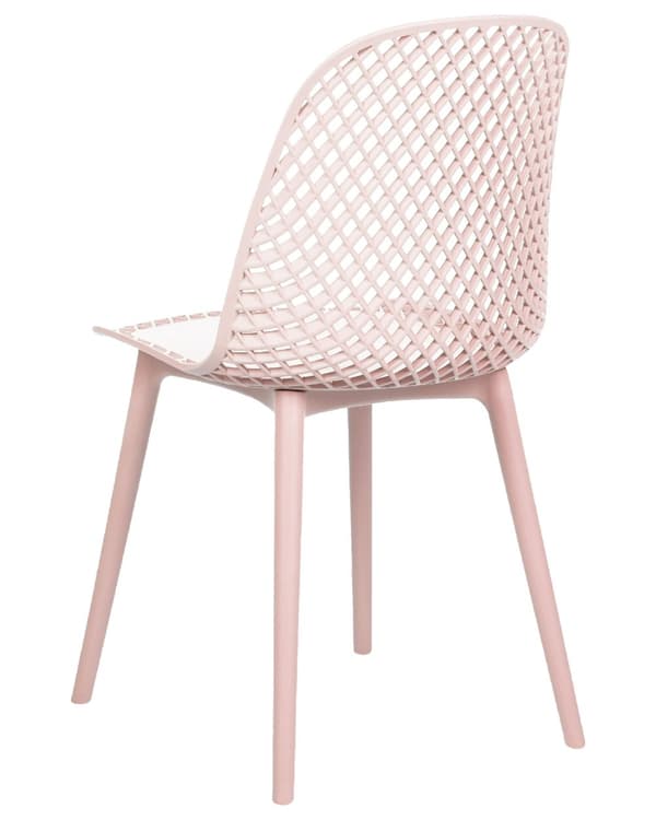 Uppsättning med 4 matstolar Rosa syntetisk sits och ben Öppen nätdesign Ryggstöd Modern minimalistisk