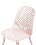 Miniatyrbild 7 av 9: Uppsättning med 4 matstolar Rosa syntetisk sits och ben Öppen nätdesign Ryggstöd Modern minimalistisk