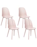 Miniatyrbild 1 av 9: Uppsättning med 4 matstolar Rosa syntetisk sits och ben Öppen nätdesign Ryggstöd Modern minimalistisk