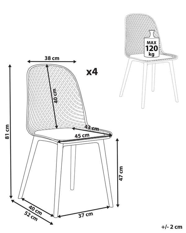 Uppsättning med 4 matstolar Grön syntetisk sits och ben Öppen nätdesign Ryggstöd Modern minimalistisk
