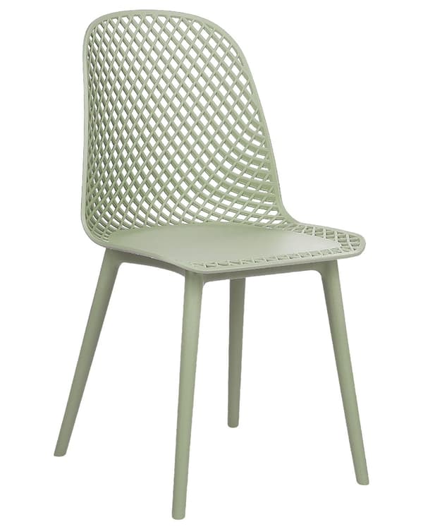 Uppsättning med 4 matstolar Grön syntetisk sits och ben Öppen nätdesign Ryggstöd Modern minimalistisk