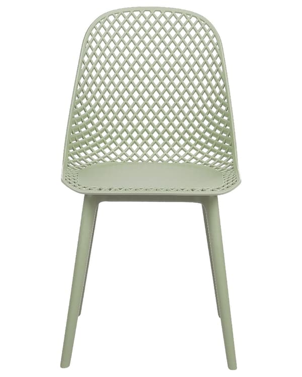 Uppsättning med 4 matstolar Grön syntetisk sits och ben Öppen nätdesign Ryggstöd Modern minimalistisk