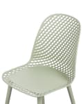Miniatyrbild 7 av 9: Uppsättning med 4 matstolar Grön syntetisk sits och ben Öppen nätdesign Ryggstöd Modern minimalistisk
