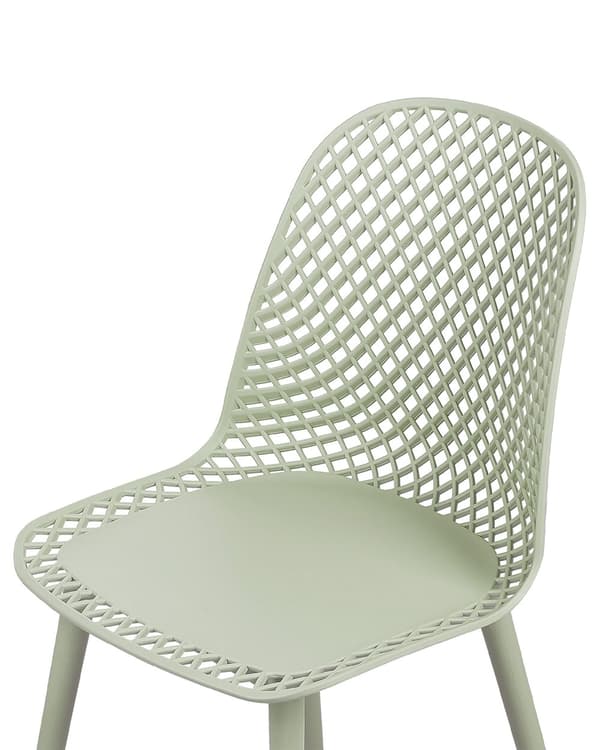 Uppsättning med 4 matstolar Grön syntetisk sits och ben Öppen nätdesign Ryggstöd Modern minimalistisk