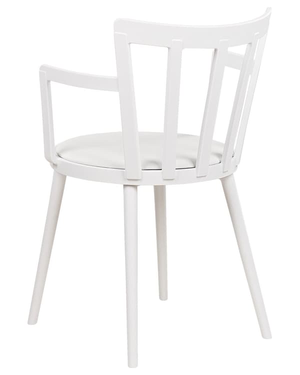 Spisebordsstole Hvid Plast Sæt af 4 Spisestuestole med Armlæn Stole med Tremmeryg Moderne Stil Spisestole til Spisestue
