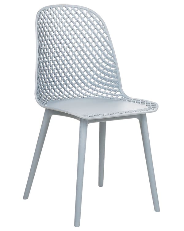 Sæt med 4 stole lyseblå plast syntetisk gennembrudt ryg moderne minimalistisk stil