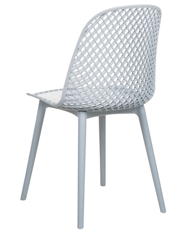 Sæt med 4 stole lyseblå plast syntetisk gennembrudt ryg moderne minimalistisk stil
