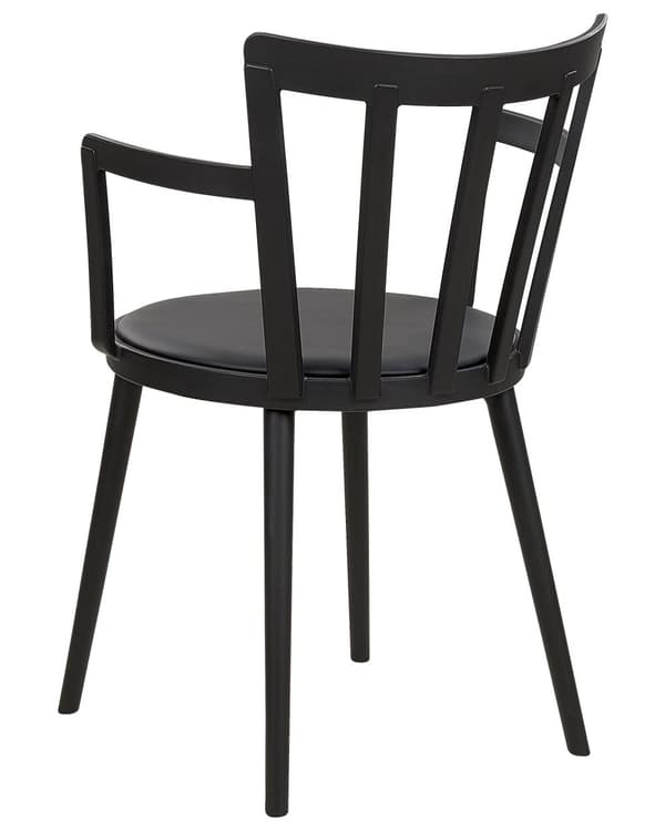 Spisebordsstole Sort Plast Sæt af 4 Spisestuestole med Armlæn Stole med Tremmeryg Moderne Stil Spisestole til Spisestue