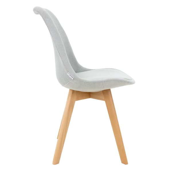 ML-Design 4 kpl ruokailutuoleja selkänojalla; harmaa; skandinaavinen retroverhoiltu tuoli pyökkipuujaloilla; pellavapäällysteinen istuin; ergonominen