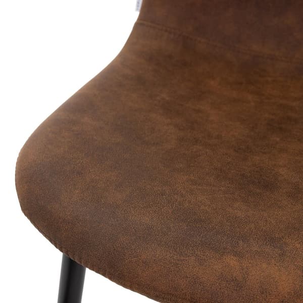 ML-Design 4-delt sæt spisestuestole med ryglæn; brun; skandinavisk vintage polstret stol med metalben; sæde i PU-kunstlæder; ergonomisk køkkenstol