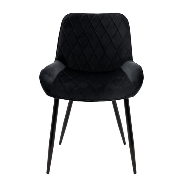 ML-Design 2 stk. Spisestuestole med ryglæn og armlæn; sort; velour sæde; metalben; køkkenstole; polstrede stole til spisestue og stue