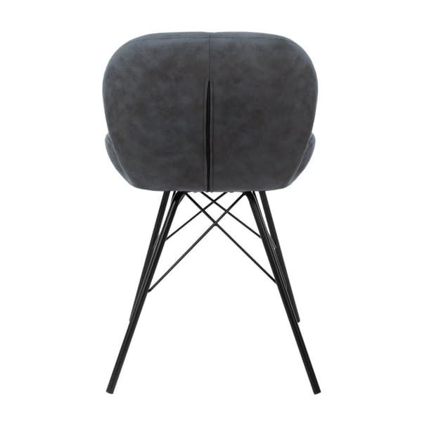ML-Design 2 stk. spisestuestole med ryglæn; antracit; køkkenstol med kunstlæderbetræk; polstret stol med metalben; ergonomisk spisestuestol; stue