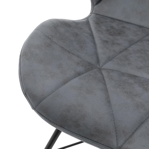 ML-Design 2 stk. spisestuestole med ryglæn; antracit; køkkenstol med kunstlæderbetræk; polstret stol med metalben; ergonomisk spisestuestol; stue
